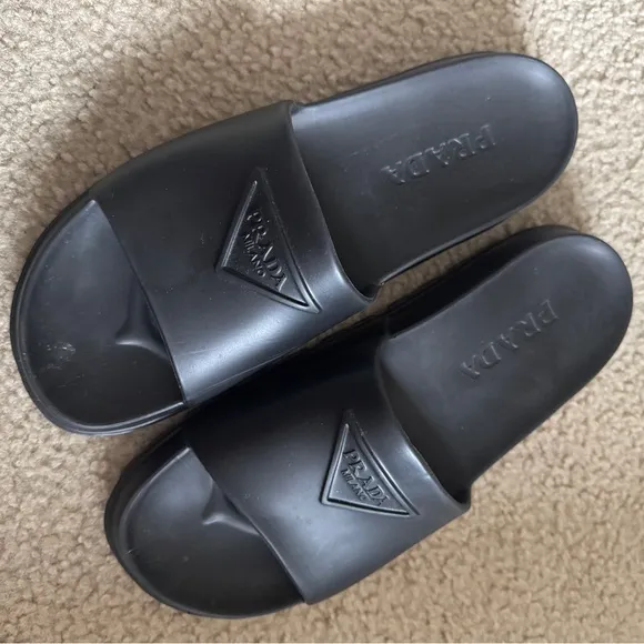 Prada Black Slide Sandals