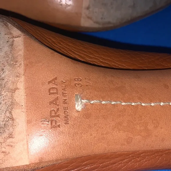 🔥PRADA Brown Leather heels  Women’s shoes 38 1/2