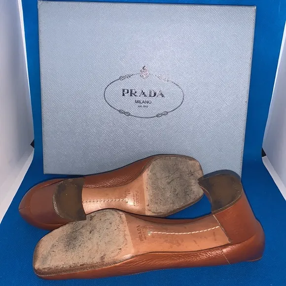 🔥PRADA Brown Leather heels  Women’s shoes 38 1/2