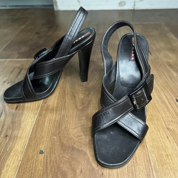 PRADA slingback heels buckle 39 1/2