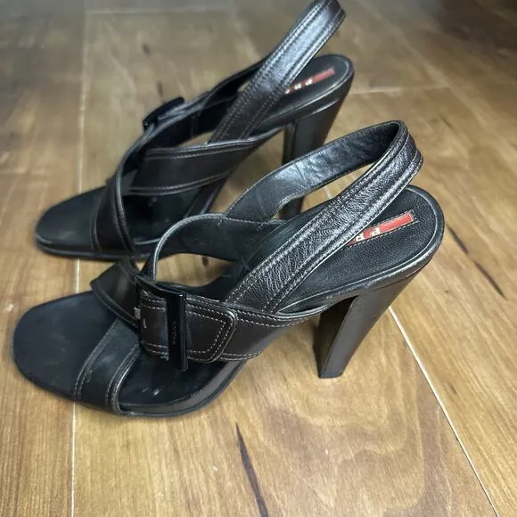 PRADA slingback heels buckle 39 1/2