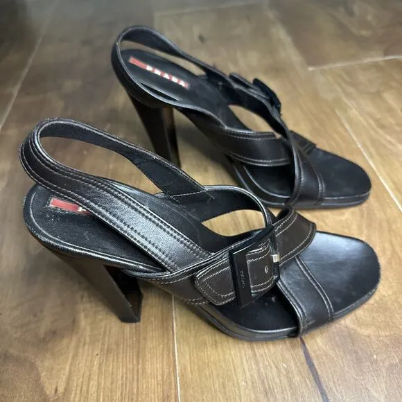 PRADA slingback heels buckle 39 1/2