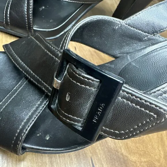 PRADA slingback heels buckle 39 1/2