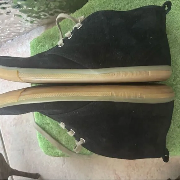 PRADA Suede Sneakers DARK loafer ankle boots wallabees LEATHER lace SHOES y2k
