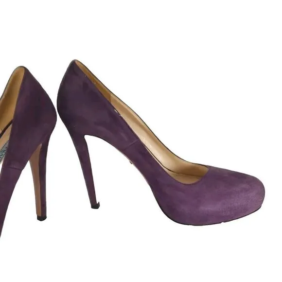 PRADA Women’s EU 38 US7-7,5 Purple Suede Leather Pump Heels Shoes Made In Italy