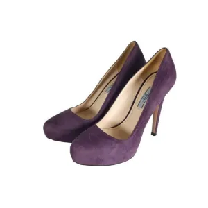 PRADA Women’s EU 38 US7-7,5 Purple Suede Leather Pump Heels Shoes Made In Italy