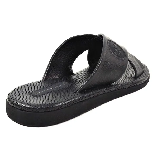 PRINCIPE DI BOLOGNA 🇮🇹 MEN'S BLACK SOFT LEATHER COMFORT SUMMER FLAT SANDALS
