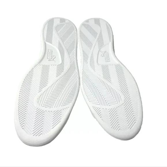PUMA Smash v2 Leather Perforated White~Silver Men's Size 14 Shoes