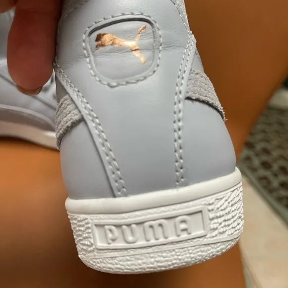 Puma - WOMENS BASKET FIERCE SHOES LEATHER SNEAKERS BLUE GRAY SZ 8 US