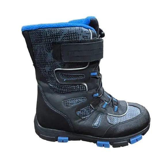 Quest Black Blue Snow Boots Size 4 Youth