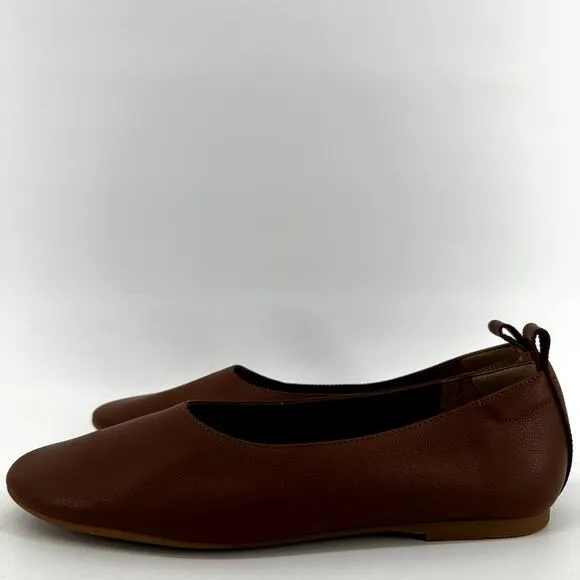 Quince Italian Glove Ballet Flats Italian Leather Slip On Low Top Brown 9 NWOT