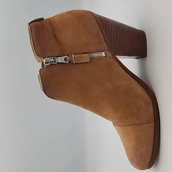 RAG &amp; BONE Camel Nubuck Suede Double Zippered Ankle Boots w/Western Style Heel