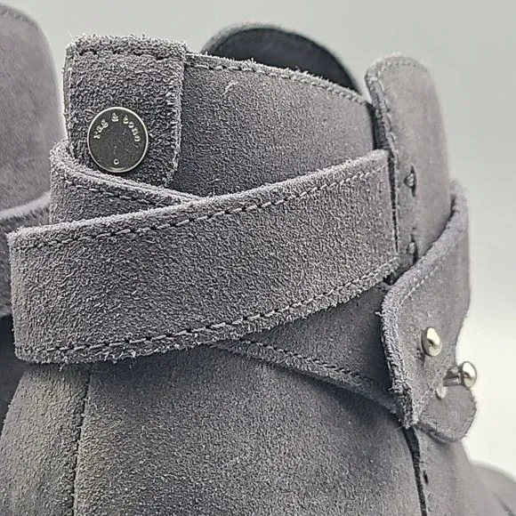 Rag &amp; Bone Harrow Dark Grey Suede Booties Ankle Boots EU Size 38 US Size 7.5