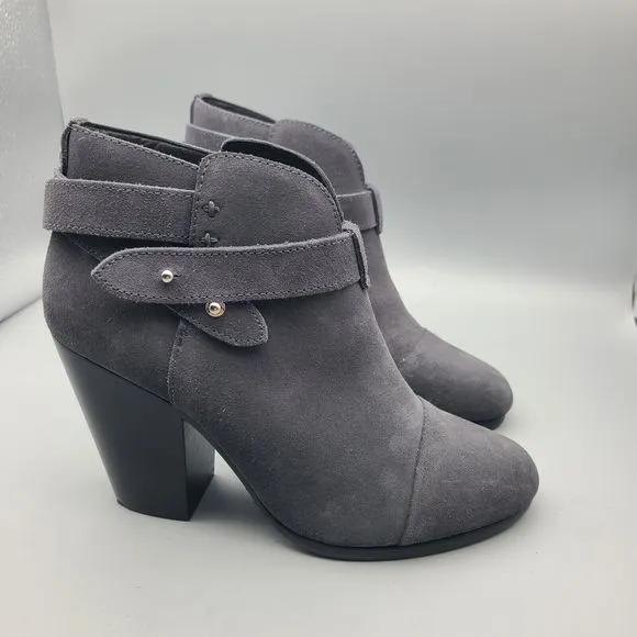Rag &amp; Bone Harrow Dark Grey Suede Booties Ankle Boots EU Size 38 US Size 7.5