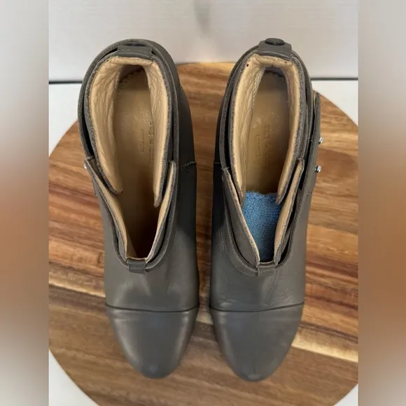 Rag &amp; Bone Harrow slate gray leather heeled ankle boot size 37.5