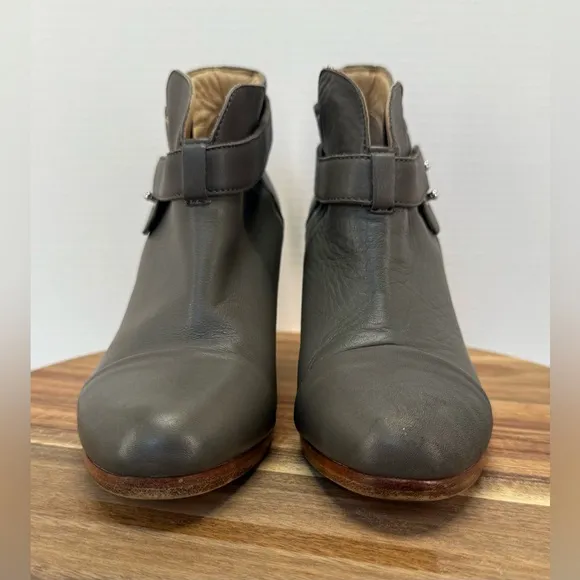Rag &amp; Bone Harrow slate gray leather heeled ankle boot size 37.5