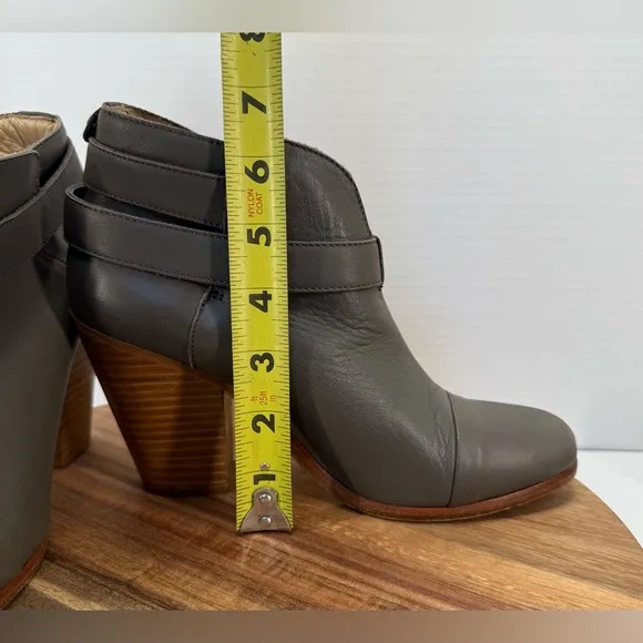 Rag &amp; Bone Harrow slate gray leather heeled ankle boot size 37.5
