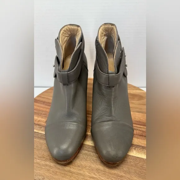 Rag &amp; Bone Harrow slate gray leather heeled ankle boot size 37.5