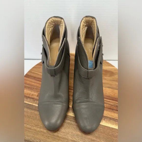 Rag &amp; Bone Harrow slate gray leather heeled ankle boot size 37.5