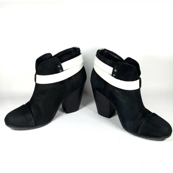 Rag &amp; Bone Harrow Suede Booties Black White $495