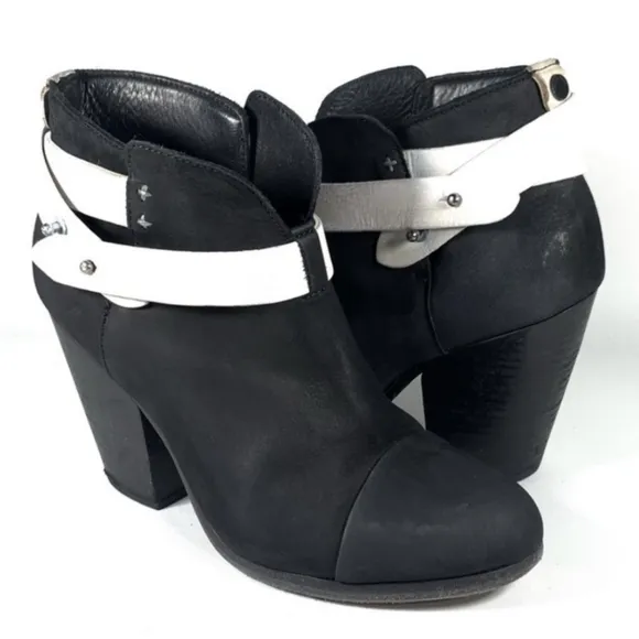 Rag &amp; Bone Harrow Suede Booties Black White $495