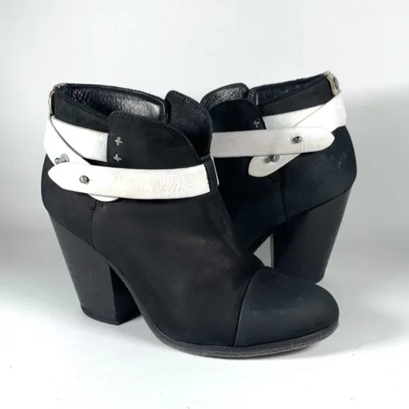 Rag &amp; Bone Harrow Suede Booties Black White $495