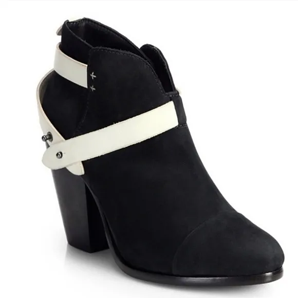 Rag &amp; Bone Harrow Suede Booties Black White $495