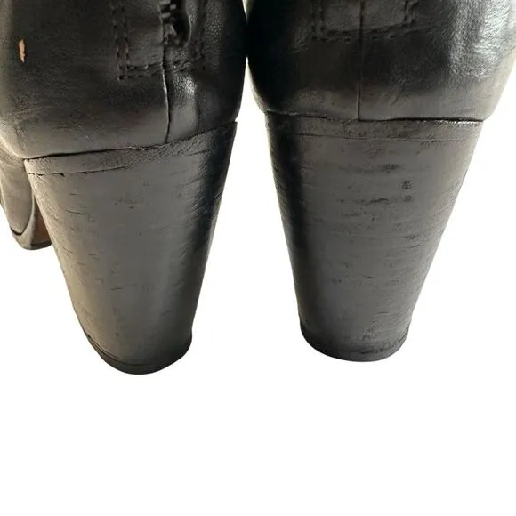 Rag and Bone black leather Zip heeled Booties ankle boot size 40 / 10