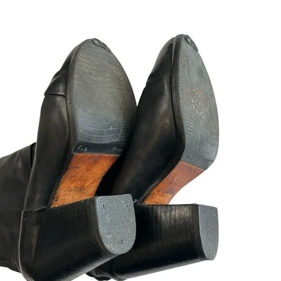 Rag and Bone black leather Zip heeled Booties ankle boot size 40 / 10
