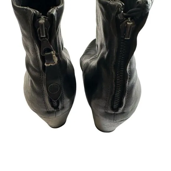 Rag and Bone black leather Zip heeled Booties ankle boot size 40 / 10