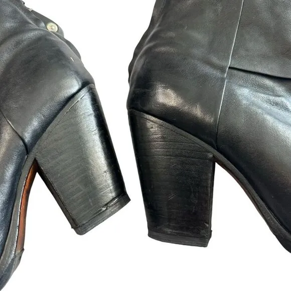 Rag and Bone black leather Zip heeled Booties ankle boot size 40 / 10