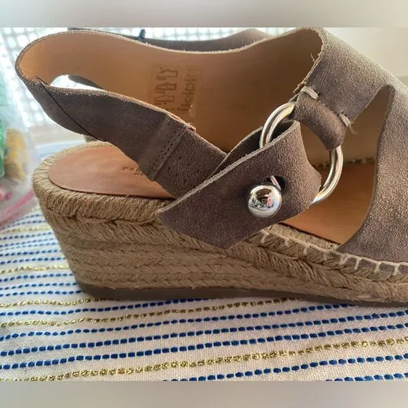 Rag &amp; Bone Arc Espadrille In Light Sand  Sz EU 40 US 10 Taupe Wedge Suede