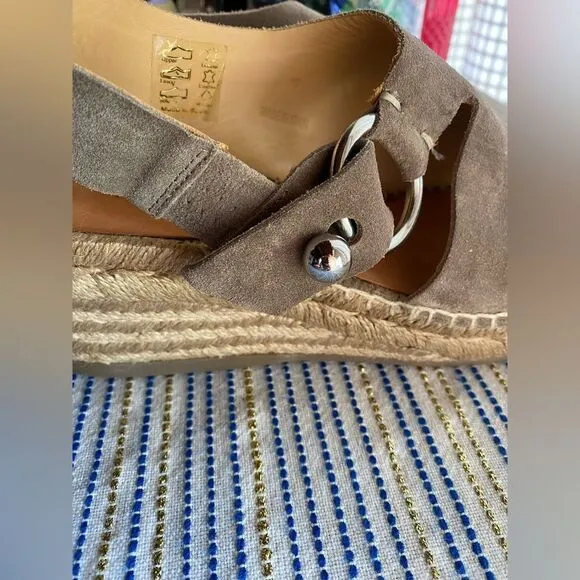 Rag &amp; Bone Arc Espadrille In Light Sand  Sz EU 40 US 10 Taupe Wedge Suede