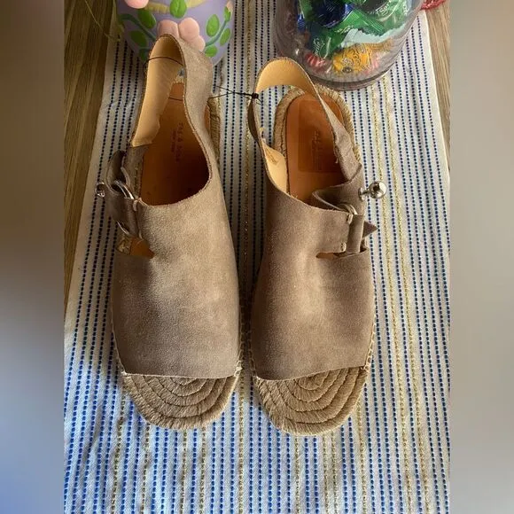 Rag &amp; Bone Arc Espadrille In Light Sand  Sz EU 40 US 10 Taupe Wedge Suede
