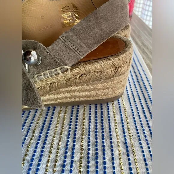 Rag &amp; Bone Arc Espadrille In Light Sand  Sz EU 40 US 10 Taupe Wedge Suede