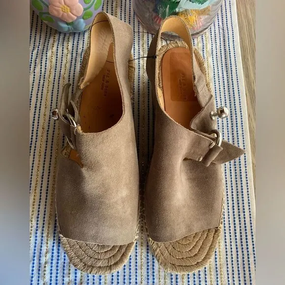 Rag &amp; Bone Arc Espadrille In Light Sand  Sz EU 40 US 10 Taupe Wedge Suede