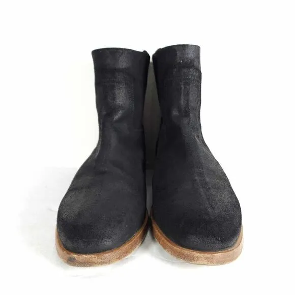 RAG &amp; BONE Women's Holly US7 EU37,5 Black Waxed Leather Italy Ankle Boots Bootie