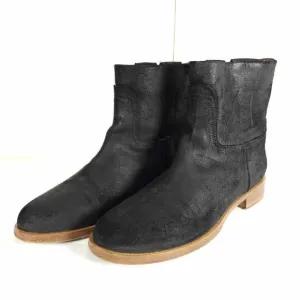 RAG &amp; BONE Women's Holly US7 EU37,5 Black Waxed Leather Italy Ankle Boots Bootie