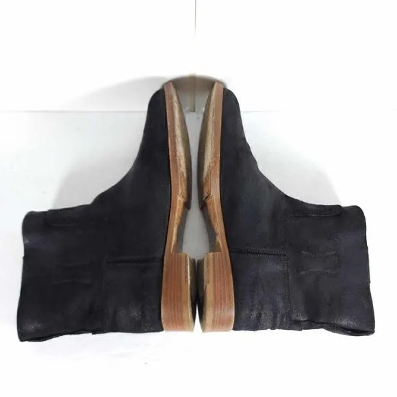 RAG &amp; BONE Women's Holly US7 EU37,5 Black Waxed Leather Italy Ankle Boots Bootie