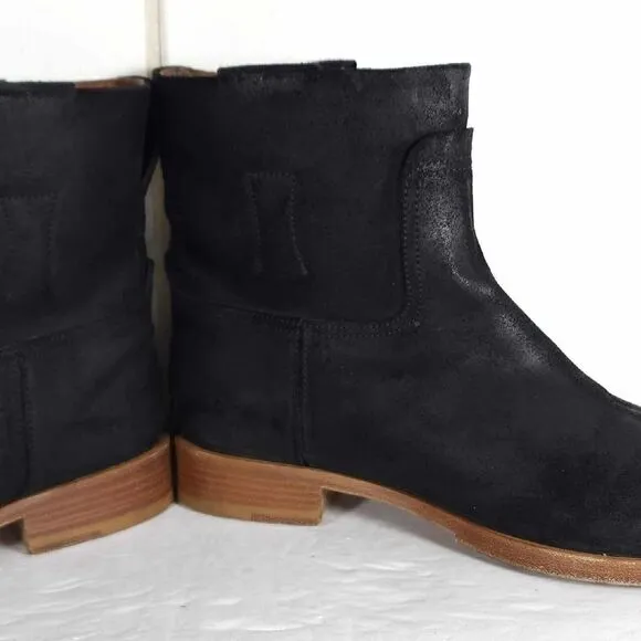 RAG &amp; BONE Women's Holly US7 EU37,5 Black Waxed Leather Italy Ankle Boots Bootie