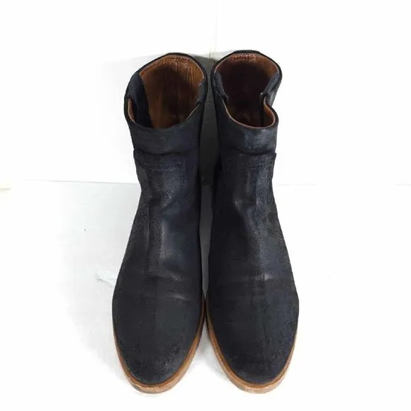 RAG &amp; BONE Women's Holly US7 EU37,5 Black Waxed Leather Italy Ankle Boots Bootie