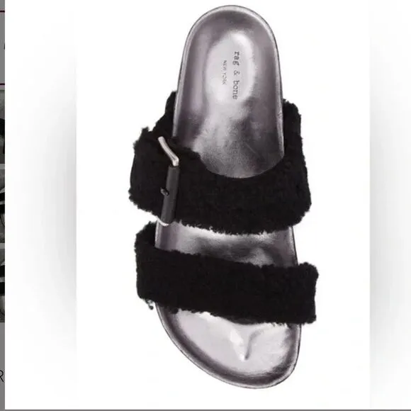 Rag&amp; bone Evin Genuine Shearling Slide Sandal