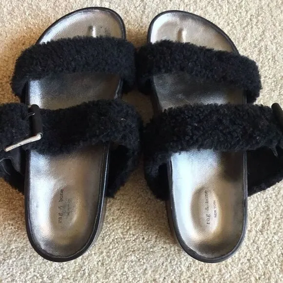 Rag&amp; bone Evin Genuine Shearling Slide Sandal