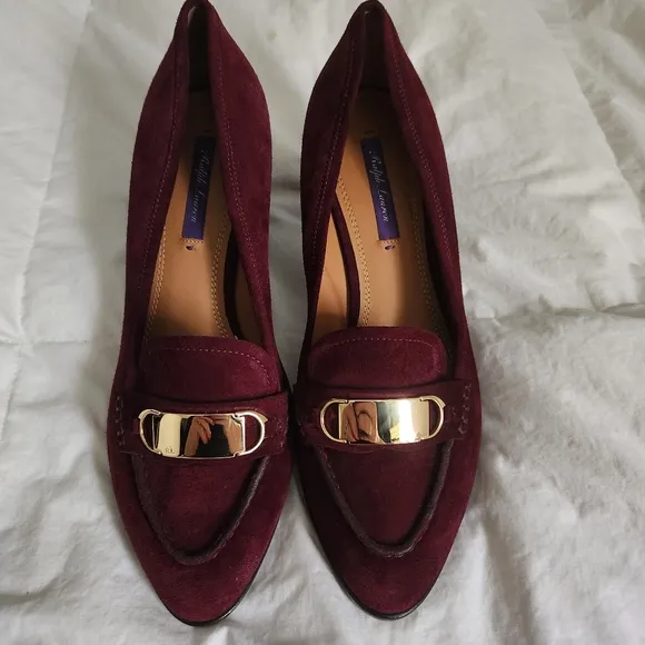 Ralph Lauren Purple Label Eline Calf-Suede Loafer Shoes Italy Sz 38 1/2 - US8