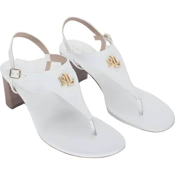 Ralph Lauren Westcott II Crocodile Embossed Dress Sandal White 8.5B 40 EU