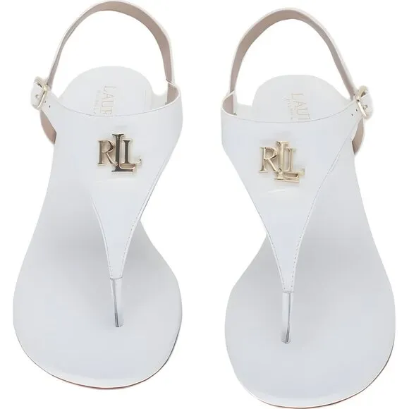 Ralph Lauren Westcott II Crocodile Embossed Dress Sandal White 8.5B 40 EU
