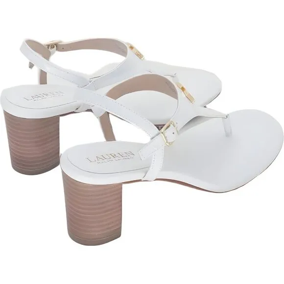Ralph Lauren Westcott II Crocodile Embossed Dress Sandal White 8.5B 40 EU