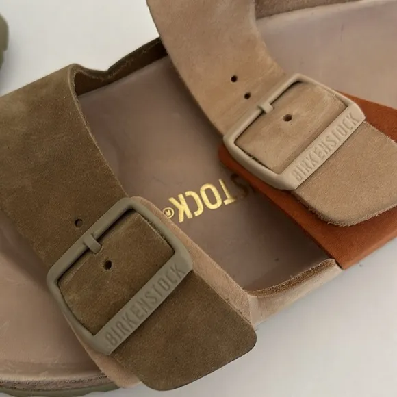 Rare Birkenstock Brown Multicolored Suede Arizona Sandals Women’s 9 / Mens 7