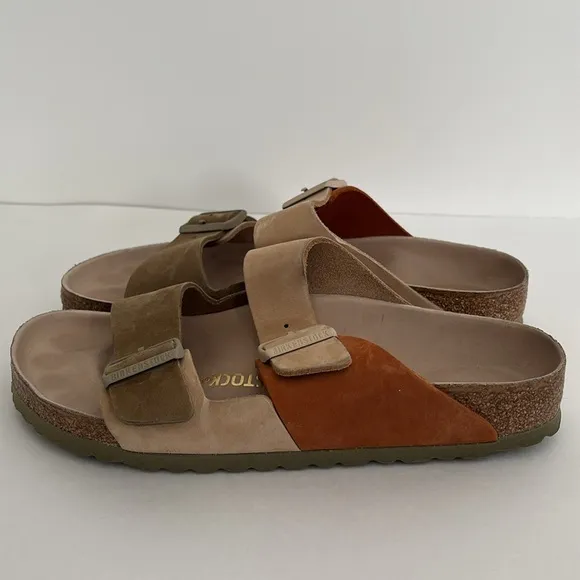 Rare Birkenstock Brown Multicolored Suede Arizona Sandals Women’s 9 / Mens 7