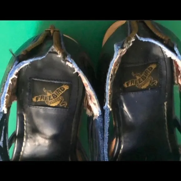 Rare FREEBIRD by STEVEN Shoes HOPE Leather Sandals Ankle Boots Blue Size 8